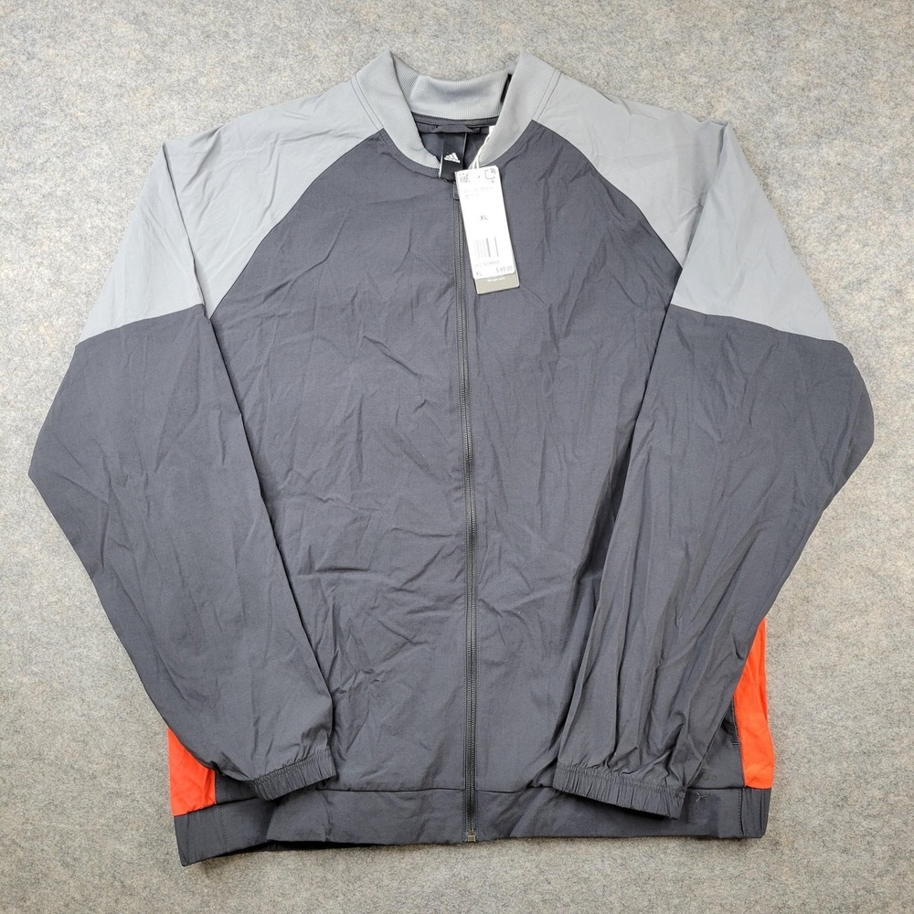 Adidas Jacket Mens XL Gray Full Zip Windbreaker Colorblock SP ID Bomber DM1598